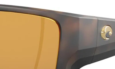 Costa Del Mar 63mm Mirrored Polarized Oversize Square Sunglasses In Matte Tortoise/gold 580g