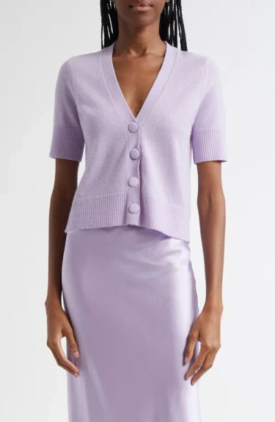 VERONICA BEARD VERONICA BEARD SOLENE SHORT SLEEVE CASHMERE BUTTON-UP SWEATER 