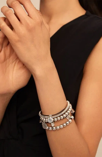 Unode50 Leather And Sterling Silver-plated Bracelet In Silver