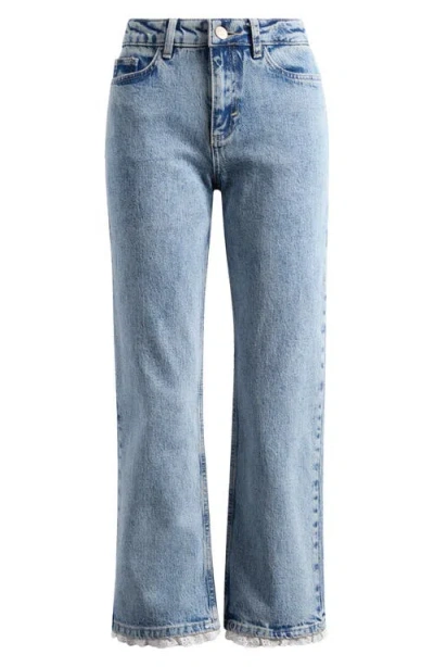 Damson Madder Kenny Broderie Trim Straight Leg Jeans In Blue
