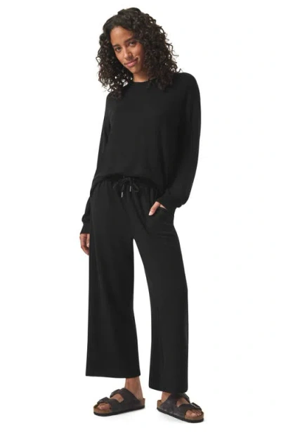Splendid Supersoft Crop Wide Leg Pants In Black