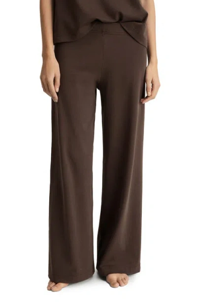 Mango Cotton Wide Leg Pajama Pants In Brown