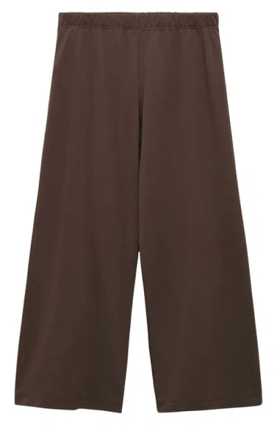 Mango Cotton Wide Leg Pajama Pants In Brown