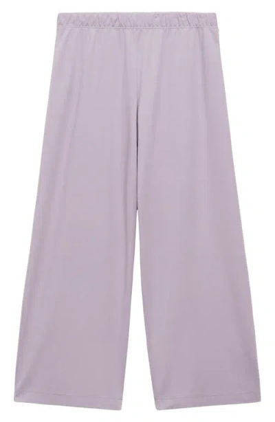 Mango Cotton Wide Leg Pajama Pants In Purple