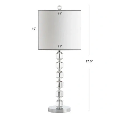 Jonathan Y Cary 27.5" Modern Stacked Crystal/metal Led Table Lamp, Chrome/clear In Chrome/clear