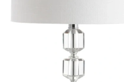 Jonathan Y Cary 27.5" Modern Stacked Crystal/metal Led Table Lamp, Chrome/clear In Chrome/clear
