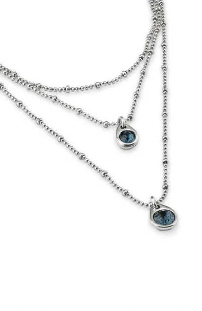 Unode50 Sterling Silver-plated Triple Midi Pendant With Crystals In Silver