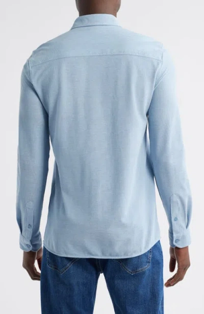 Mavi Jeans Cotton Blend Knit Button-up Shirt In Blue Shadow