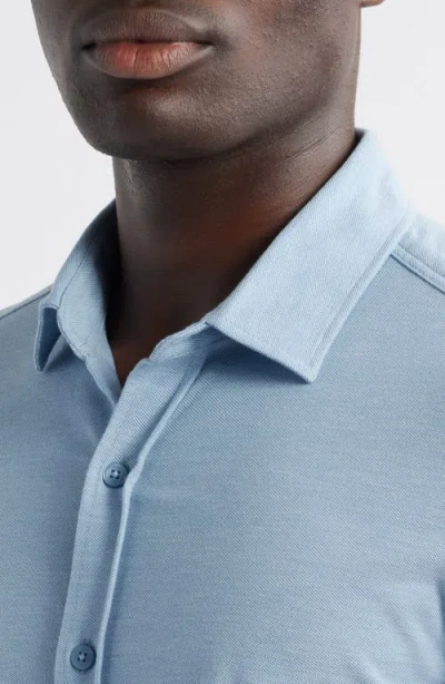 Mavi Jeans Cotton Blend Knit Button-up Shirt In Blue Shadow