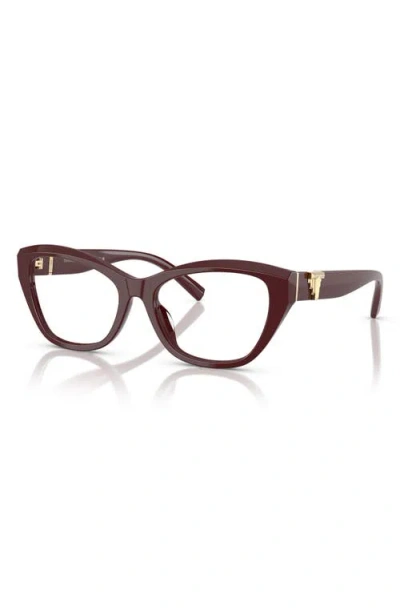 Tiffany & Co . 54mm Cat Eye Optical Glasses In Burgundy
