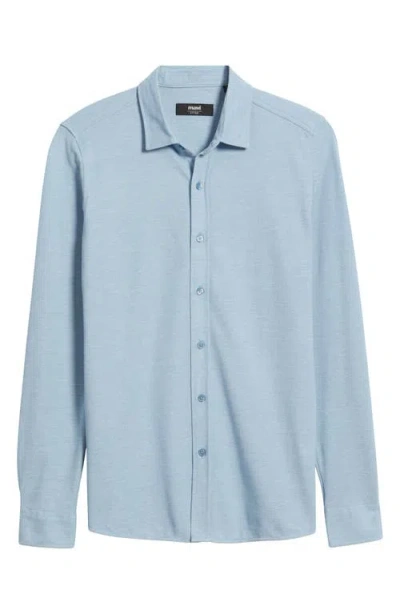 Mavi Jeans Cotton Blend Knit Button-up Shirt In Blue Shadow