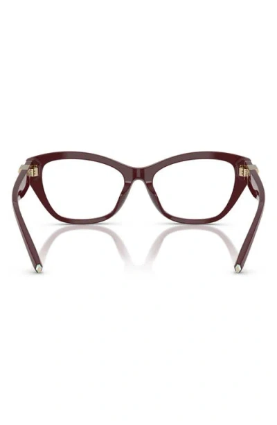Tiffany & Co . 54mm Cat Eye Optical Glasses In Burgundy