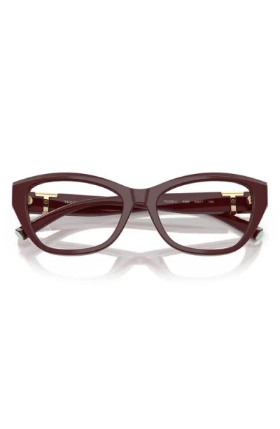 Tiffany & Co . 54mm Cat Eye Optical Glasses In Burgundy
