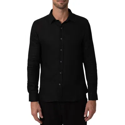 Mavi Jeans Solid Black Linen Button-up Shirt In Black