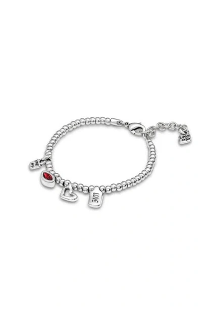 Unode50 Sterling Silver-plated Beaded Bracelet With Charms In Silver