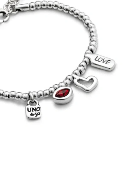 Unode50 Sterling Silver-plated Beaded Bracelet With Charms In Silver