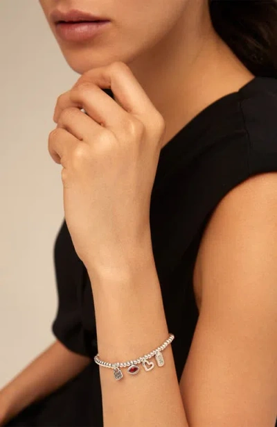 Unode50 Sterling Silver-plated Beaded Bracelet With Charms In Silver