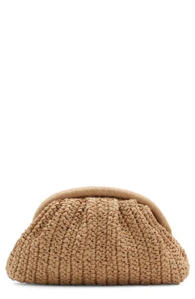 Mango Natural Fiber Clutch Bag With Removable Chain Strap In Beige