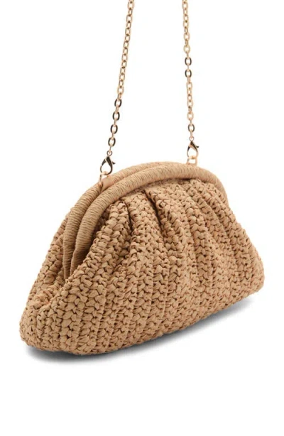 Mango Natural Fiber Clutch Bag With Removable Chain Strap In Beige