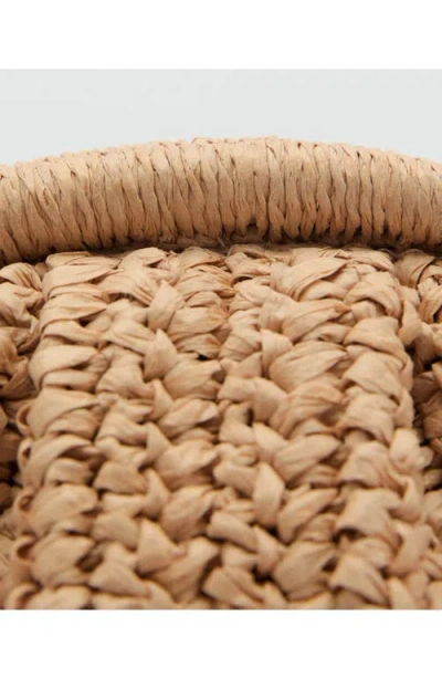 Mango Natural Fiber Clutch Bag With Removable Chain Strap In Beige