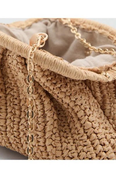 Mango Natural Fiber Clutch Bag With Removable Chain Strap In Beige