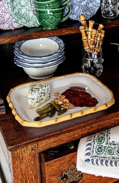 Juliska Bamboo Ceramic Rectangular Platter In Bamboo/natural