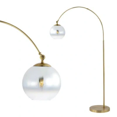 Jonathan Y Nora 71" Coastal Vintage Iron Led Floor Lamp In Brass Gold