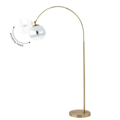 Jonathan Y Nora 71" Coastal Vintage Iron Led Floor Lamp In Brass Gold