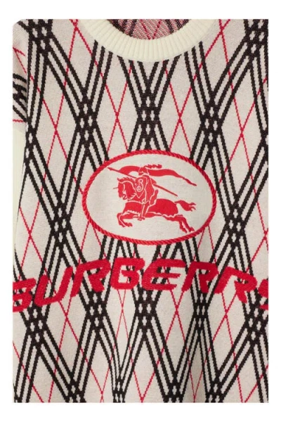 Burberry Argyle Pattern Crew Neck Sweater In Chalk