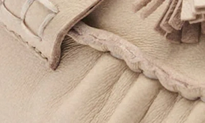 Mango Tasseled Leather Loafer In Beige