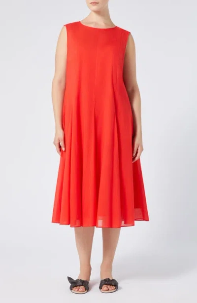 Marina Rinaldi Corvino Sleeveless Cotton Voile Midi Dress In Red