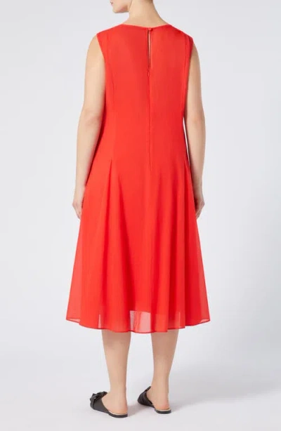 Marina Rinaldi Corvino Sleeveless Cotton Voile Midi Dress In Red