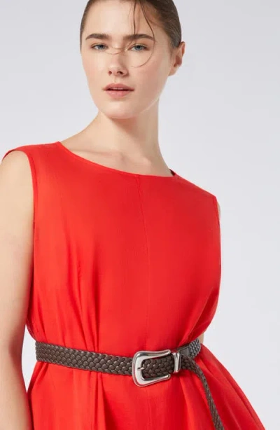 Marina Rinaldi Corvino Sleeveless Cotton Voile Midi Dress In Red
