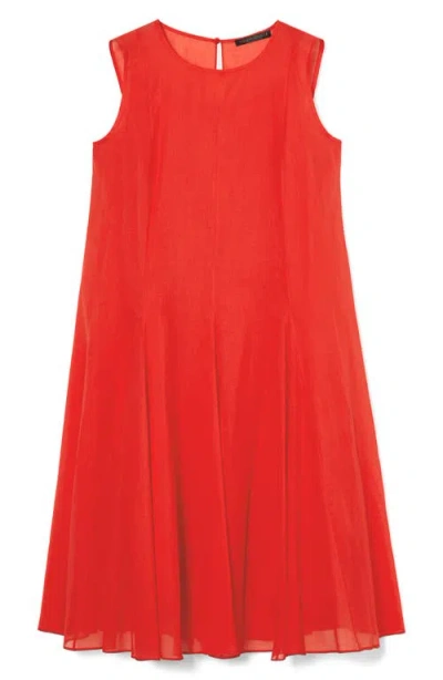 Marina Rinaldi Corvino Sleeveless Cotton Voile Midi Dress In Red
