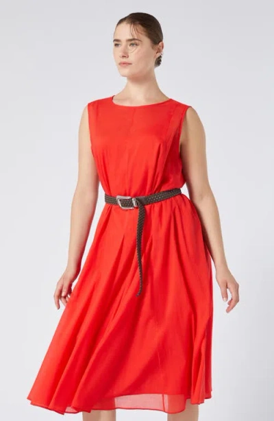 Marina Rinaldi Corvino Sleeveless Cotton Voile Midi Dress In Red