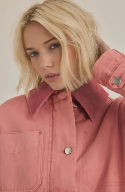 Next Corduroy Collar Zip Denim Jacket In Pink