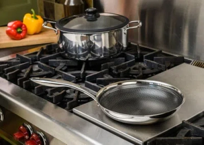 Frieling Black Cube 9-1/2 Inch Stainless/nonstick Hybrid Fry Pan In Silver