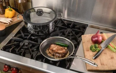 Frieling Black Cube 9-1/2 Inch Stainless/nonstick Hybrid Fry Pan In Silver