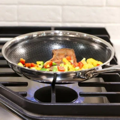 Frieling Black Cube 9-1/2 Inch Stainless/nonstick Hybrid Fry Pan In Silver