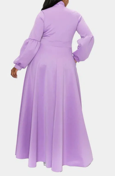 L I V D Bella Donna Long Sleeve Ribbon Tie Dress In Lilac