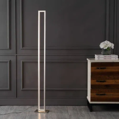 Jonathan Y Johan 59.5" Modern Minimalist Aluminum Integrated Tower Led Floor Lamp, Nickel In Nickel