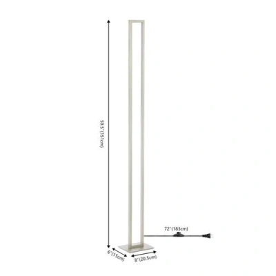 Jonathan Y Johan 59.5" Modern Minimalist Aluminum Integrated Tower Led Floor Lamp, Nickel In Nickel
