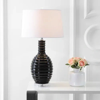 Jonathan Y Dylan 29.5" Ceramic Led Table Lamp In Black