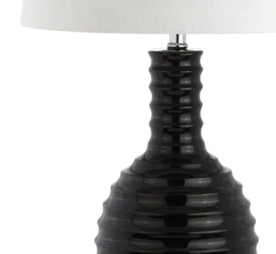 Jonathan Y Dylan 29.5" Ceramic Led Table Lamp In Black