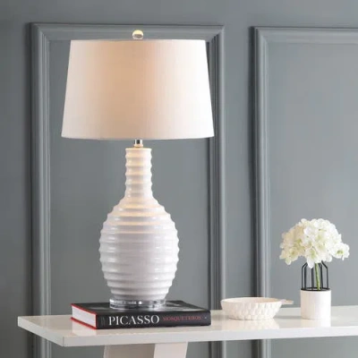 Jonathan Y Dylan 29.5" Ceramic Led Table Lamp In White