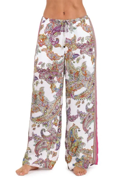 L Agence L'agence Geraldine Wide Leg Cover-up Pants In White Multi