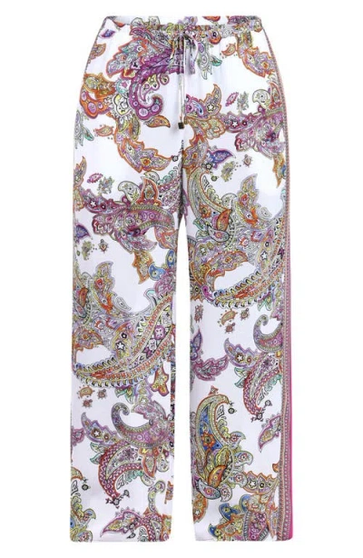 L Agence L'agence Geraldine Wide Leg Cover-up Pants In White Multi