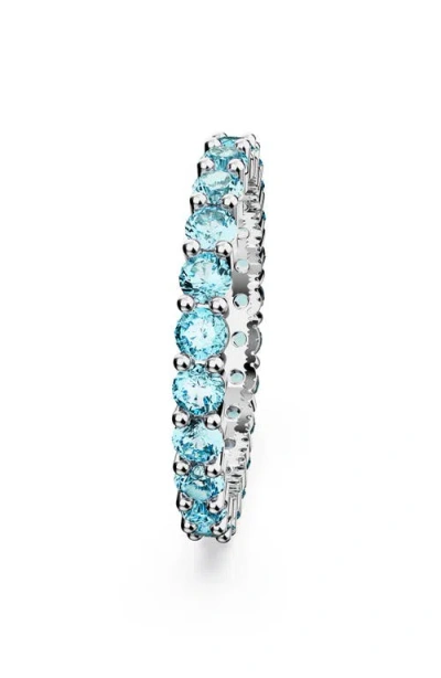 Swarovski Matrix Round Crystal Eternity Ring In Blue/silver