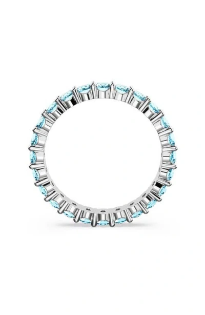 Swarovski Matrix Round Crystal Eternity Ring In Blue/silver