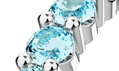 Swarovski Matrix Round Crystal Eternity Ring In Blue/silver